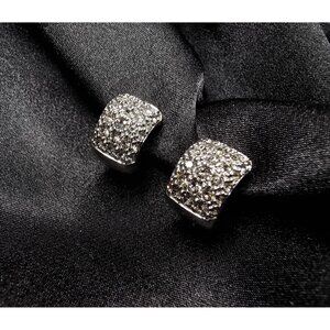 Swarovski Crystal Pave Silver-Tone Clip-On Earrings